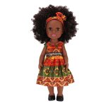 Poup�e noire de 14 pouces avec bandeau jolie robe cheveux afro v�tements interchangeables � la mode pour ...
