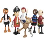 Poup�es souples en bois - pirates - 5 pi�ces - d�tails de pirates typiques - bioplastique - mixte