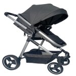 Poussette combine 2 en 1 mobiclinic pliable ultra compacte harnais 5 points barre amovible gris