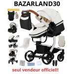 Poussette 3 en 1 b�b� combin�e si�ge - auto nacelle trio r�versible cuir pu roues increvables canne. ...