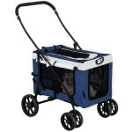 Poussette pour animaux 2 en 1 - chariot avec panier amovible & 2 laisses - pliable pour petits chiens&miniatur ...