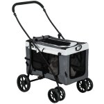 Poussette animaux chien chat - pawhut - pliable - nacelle amovible bandoulires 4 roues - tissu 600d ...