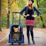 Poussette pour animaux sac de transport pour chien chariot poussette tractable a roulettes pour voyage ...