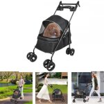 Poussette pour animaux - xuanyu - animaux voyage poussette pour chien - avec sac de rangement et housse ...