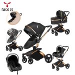 Poussette bebe 3 en 1 magic zc - poussette de luxe cosy poussette combines pliage pu leather 360 rotation ...