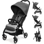 Poussette b�b�poussette canne compacte l�g�re d�s la naissance jusqu� 22 kg auvent para soleilgris
