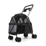 Poussette buggy pliable animaux 4 roues charge 10kg chariot pour chat / chien avec porte - gobelet et ...