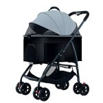 Poussette buggy pliable animaux 4 roues charge 25kg chariot pour chat / chien avec panier de rangement ...