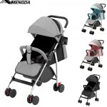 Poussette canne pliable - mengda - landau assis couch� pousser ou tirer 4 roues - avec freins harnais ...