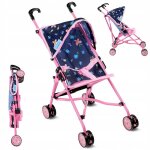 Poussette canne pour poup�e l�g�re et pliable roues doubles cadre alu 46 cm max (kp0290i)