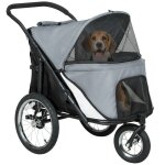 Poussette pour chien 3 roues - pawhut - pliage facile - sac de rangement - coussin - laisse de scurit ...