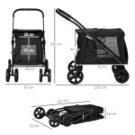 Poussette pour chien buggy pliable avec poches lat�rales et fen�tre en filet pour chiens de petite et ...