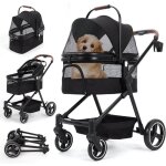 Poussette pour chien pliable animaux chariot jusqu� 22 kg avec �tui de transport fen�tre en filet panier ...