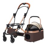 Poussette pour chien pliable - chariot  4 roues avec structure en acier au carbone panier amovible panier ...