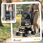 Poussette pour chiens pliable avec coussin pour chiens et chats fen�tre en filet espace de rangement ...