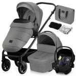 Poussette combine 3en1 lionelo meril - pack poussette nacelle siege auto sac et accessoires - gris