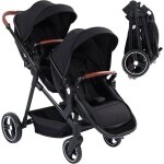 Poussette double l�g�re landau pliable de voyage poussette tandem compacte avec si�ges r�versibles nacelle ...