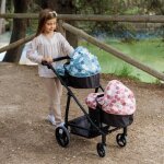 Poussette double pour poupon motif floral
