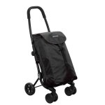 Chariot de courses pliable playmarket 24917 - 4 roues pliage compact noir charge 30 kg