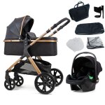 Poussette pixini arizona 3 en 1 noir / dor avec accessoires