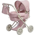 Poussette de luxe pour poupe teamson kids rose / gris 56 x 37 x 64