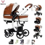 Poussettes pu leather 3 en 1 - magic zc - poussette cosy voyage poussette de luxe poussette bebe 0 a ...