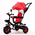Poussette quadruple - tricycle - sige rversible - roues en caoutchouc - rouge