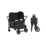 Poussette wagon pour 4 enfants - duoku - poussette quadruple pliable - avec poign�e r�glable - harnais ...