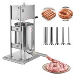 Poussoir � saucisses manuel capacit� 10 l - vevor - en acier inoxydable - avec 5 tubes de remplissage ...