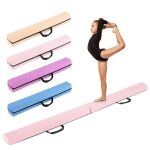 Poutre de gymnastique pliable pour enfants 210cm costway - en mousse eva et en daim amovible - poign�es ...