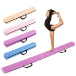 Poutre de gymnastique pliable pour enfants 210cm costway - en mousse eva et en daim amovible - poign�es ...
