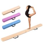 Poutre de gymnastique pliable pour enfants 210x15x7cm costway - mousse eva et en daim amovible - poign�es ...