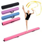 Poutre de gymnastique pliable pour enfants 210x15x7cm costway - mousse eva et en daim amovible - poign�es ...