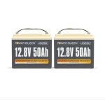 Pack 2 - power queen batterie lithium lifepo4 12v 50ah 640wh bms 50a - 4000~15000 cycles de recharge