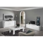 Prava - ensemble salon blanc et effet marbre meuble tv et buffet avec leds + table basse Prava - ensemble salon blanc et effet marbre meuble tv et buffet avec leds + table basse