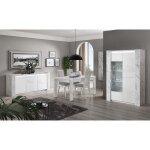 Prava - ensemble séjour complet blanc et effet marbre table 190cm + buffet et vitrine avec leds Prava - ensemble séjour complet blanc et effet marbre table 190cm + buffet et vitrine avec leds