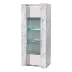Prava - vitrine 1 porte gauche laque blanc et effet marbre avec leds