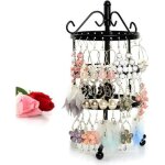 Prsentoir bijoux - aizhiyuan france - porte bijoux 3 tiers 72 trous rotatif - mtal - noir