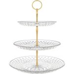 Pr�sentoir � g�teaux � 3 �tages pr�sentoir dor� pour cupcakes assiettes � fruits et desserts en acrylique ...