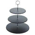 Présentoir à gâteaux - artesa - 3 Étages - ardoise naturelle - métal argent - Élégant centre de table ... Présentoir à gâteaux - artesa - 3 Étages - ardoise naturelle - métal argent - Élégant centre de table ...