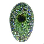 Presse papier sulfure - ovale - verre - 115 cm - vert dominant avec nuances de bleu et brun