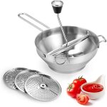 Presse pure manuelle inox 3 disques poigne antidrapante pour pommes de terre sauce compote
