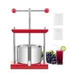 Pressoir  fruits manuel - vevor - 3 l - presse  vin avec 2 barils - acier inoxydable - avec poigne ...