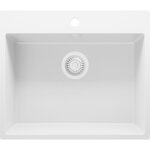 Primagran evier cuisine en granit tout blanc 58x50cm lavabo 1 bac + kit de vidage �vier � encastrer au ...