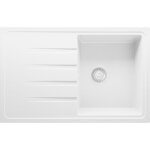 Primagran evier cuisine en granit tout blanc 78x50cm lavabo 1 bac + kit de vidage �vier � encastrer au ...
