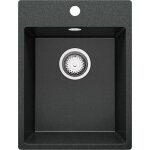 Primagran evier cuisine en granit graphite 38x50cm lavabo 1 bac + kit de vidage �vier � encastrer au ...