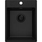 Primagran evier cuisine en granit tout noir 38x50cm lavabo 1 bac + kit de vidage �vier � encastrer au ...