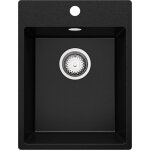 Primagran evier cuisine en granit noir 38x50cm lavabo 1 bac + kit de vidage �vier � encastrer au meuble ...