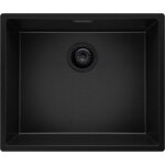 Primagran evier cuisine en granit tout noir 56x47cm lavabo 1 bac + kit de vidage �vier � encastrer au ...