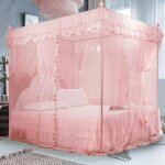 Princesse de luxe 3 ouvertures sur le c?t� rideau de lit � baldaquin filet moustiquaire literie (rose ...